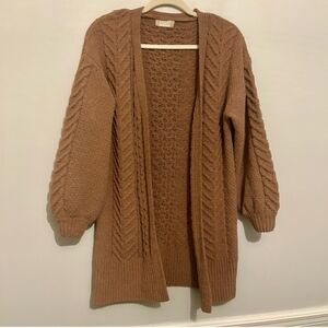 Altar'd State Warm Brown Cable Knit Cardigan